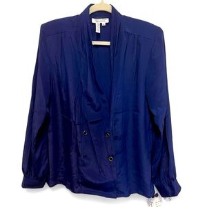 NWT Vintage Laura & Jayne Collection Double Breasted Blue Blouse Size 12